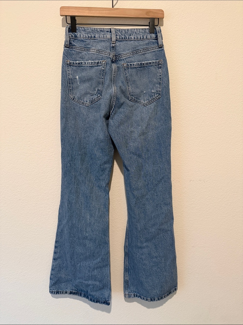 Garage Distressed Light Blue Flare Jeans - Picture 3 of 3
